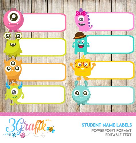 Student Name Labels - Printable - 3Grafik