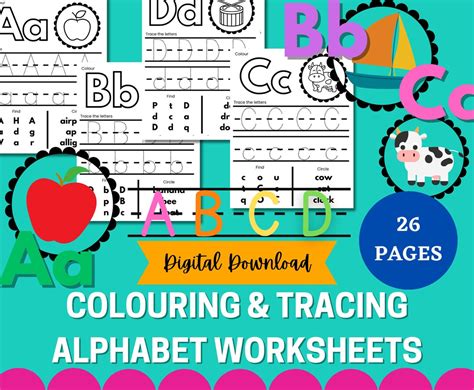 COLOURING & LETTER TRACING Alphabet Learning Printable - Etsy