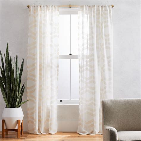 Semi Sheer Clipped Jacquard Curtain West Elm