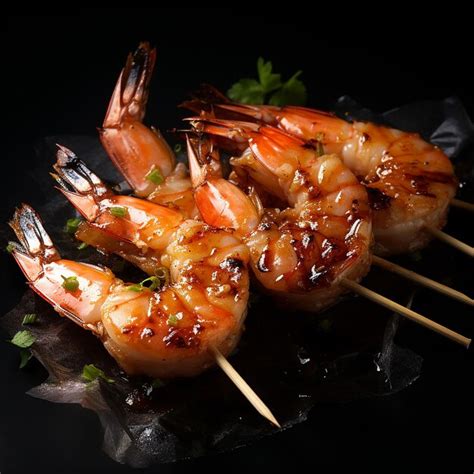 Premium AI Image | Grilled prawns shrimp skewers