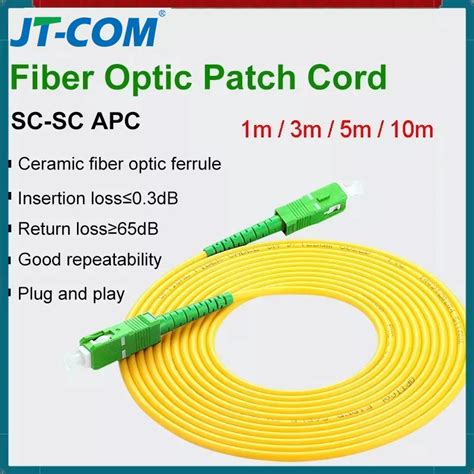 Jt Com Fiber Patch Cord Sc Sc Simplex 1m 3m 5m 10m Single Mode Fiber Optic Cable Sc Apc Sc Apc