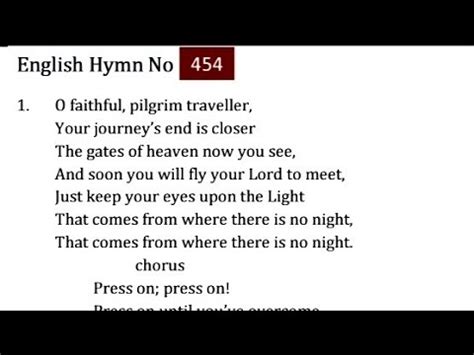 Tpm English Hymn O Faithful Pilgrim Traveller Your Journey S End