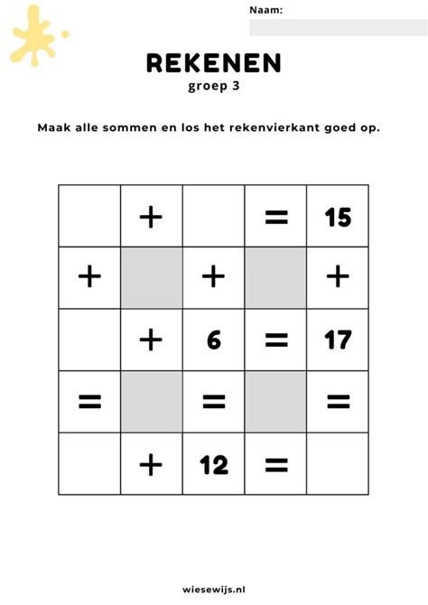 Werkblad Rekenen Thema Algemeen Wiesewijs