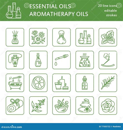 Modern Vector Line Icons Of Aromatherapy And Essential Oils Elements