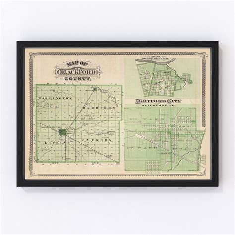 Vintage Map of Blackford County Indiana, 1876 by Ted's Vintage Art