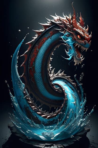 Premium AI Image | Painting art of Blue Chinese Dragon