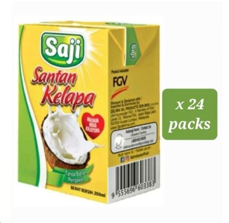 Santan Kotak Kelapa Saji Coconut Milk 200ml X 24 Packs 6 X 4 1