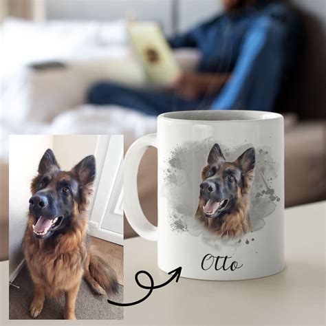 Personalized Dog Mug, Custom Dog Coffee Cup, Custom Digital Portrait