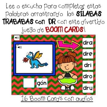 BOOM CARDS SÍLABAS TRABADAS con DR Spanish Blends Digital by Ms