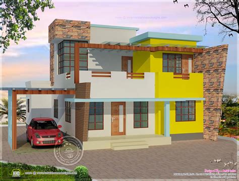 Floor Plan And Elevation Of Flat Roof Villa Kerala Home Design And