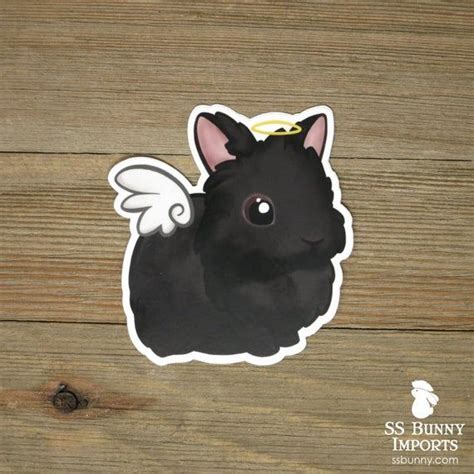 Black Lionhead Angel Rabbit Sticker Cute Lionhead Bunny Sticker