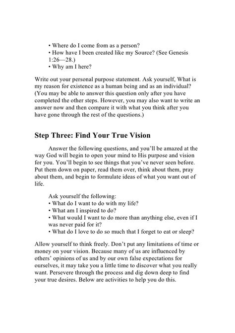 writing  personal vision plan