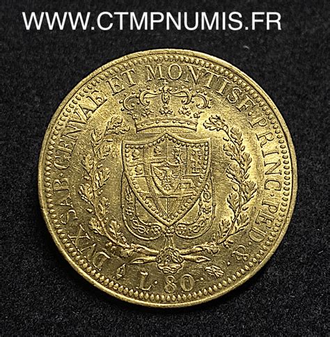 Italie Sardaigne Lire Or Charles Felix Turin Sup Ctmp Numis