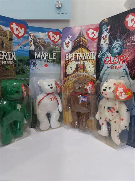 Rare Ty Beanie Babies International Bears Set Of 4 McDonalds 1999