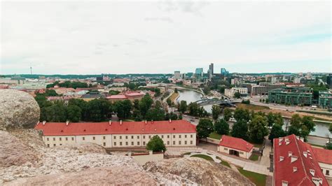 Static panorama Vilnius capital city of Lithuania. Scenic landmarks and ...