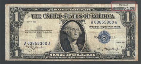 1 Dollar 1935 Plain Double Date Silver Certificate Old Blue Seal Us