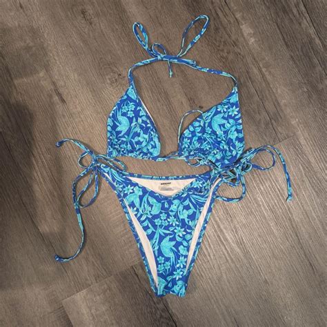 Bright Swimwear Blue Floral Melody Bikini Size M Depop