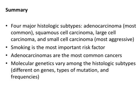 Lung Cancer Flashcards Quizlet