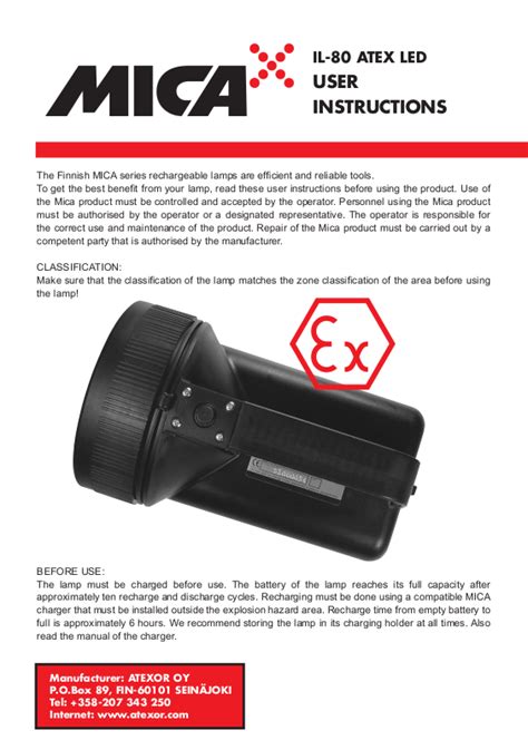 Atexor MICA Series MICA IL 80 ATEX LED User Instructions