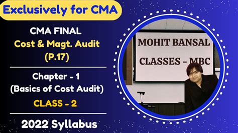 Basics Of Cost Audit Chapter Class Cma Final Cost