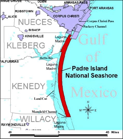 Vicinity Map for Padre Island National Seashore. | Download Scientific ...