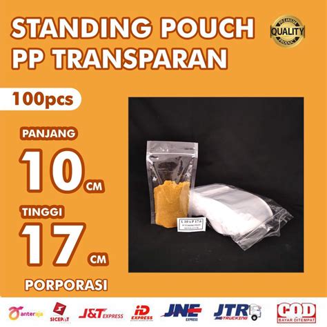 Jual 100PCS STANDING POUCH PP TRANSPARAN PLASTIK BENING 10X17 10 X 17