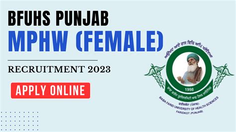 Punjab Bfuhs Vacancy Punjab Mphw Online Form