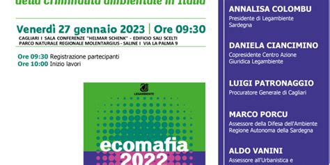 Venerdì 27 gennaio a Cagliari verrà presentato il Rapporto Ecomafia