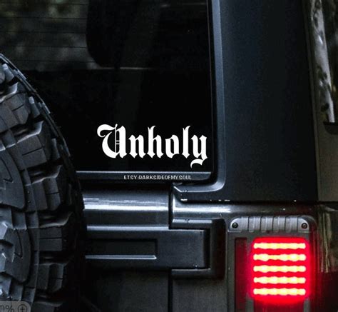 Unholy Sinner Goth Car Decals Goth Car Decor Goth Car Accessories