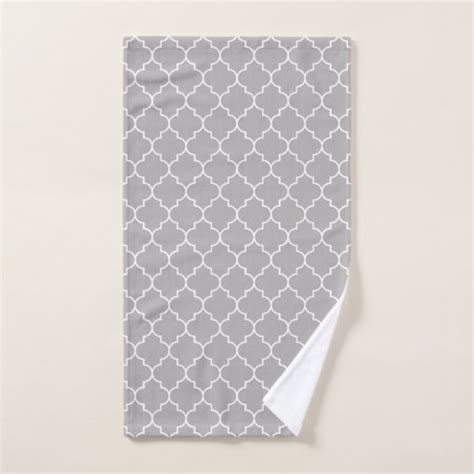 Gray Latticework Quatrefoil Moroccan Trellis Bath Towel Set Zazzle