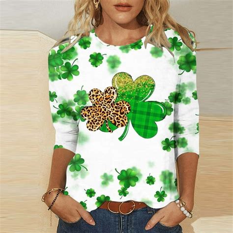 Wiyuqeen St Patricks Day Shirts Women Lucky Shamrock Graphic Tees