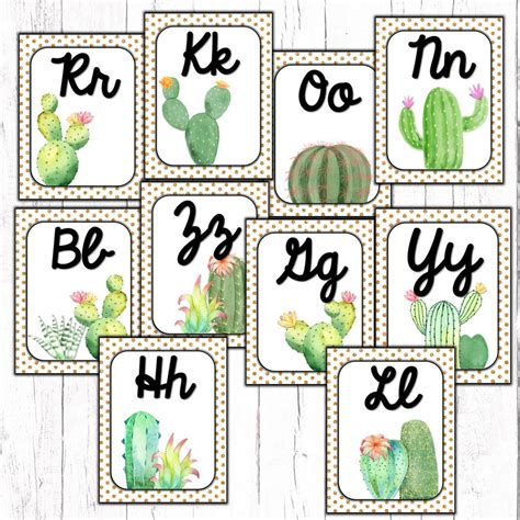 Cursive Alphabet Posters For Classroom Cactus Classroom Decor Printable