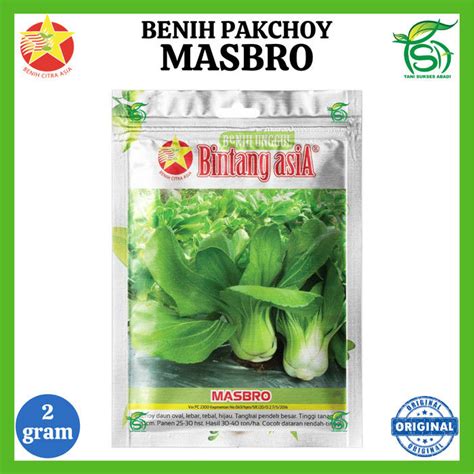 Benih Sawi MASBRO 2 Gram Bibit Pakchoy Small Pouch Bintang Asia