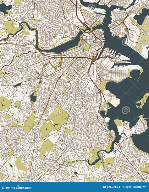 Mapa De La Ciudad De Boston Los E E U U Stock de ilustración