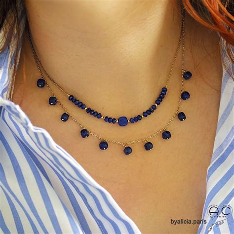 Collier Pampilles Lapis Lazuli Cha Ne Fine Fait Main Cr Ation By Alicia