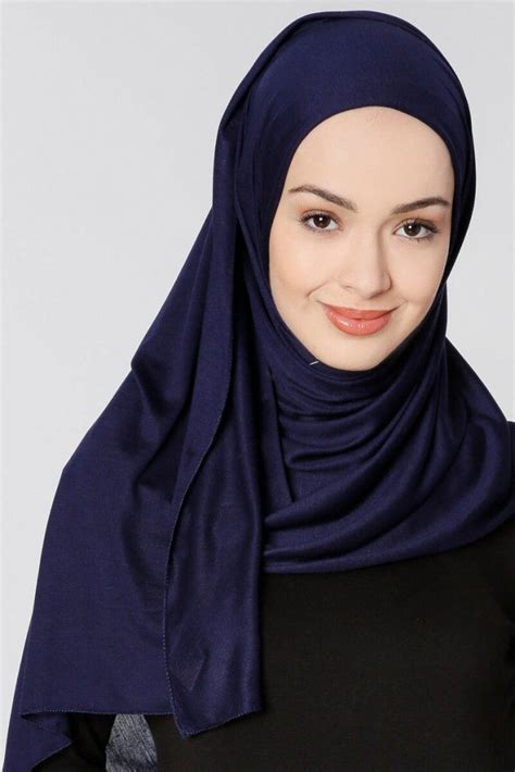 Plain Navy Blue Jersey Hijab Um Anas Islamic Clothing Hijabs