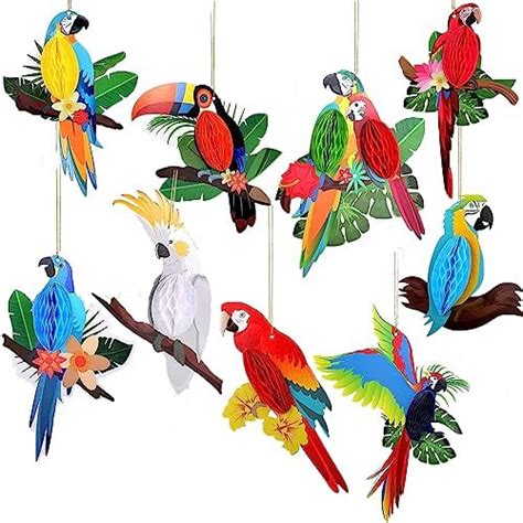 Amazon Pieces Tropical Birds Honeycomb Paper Cutouts Hanging