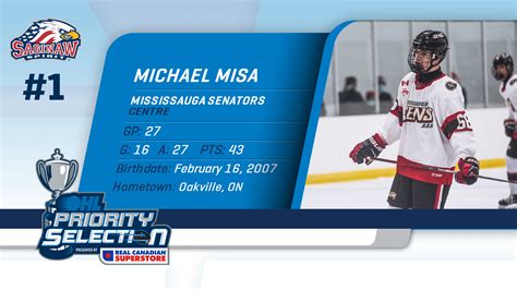 OHLDraft Introductions 1st Overall Pick Michael Misa Saginaw Spirit