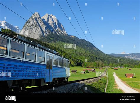 Bavarian Cog Railway To Zugspitze Going Towards Zugspitze Range With