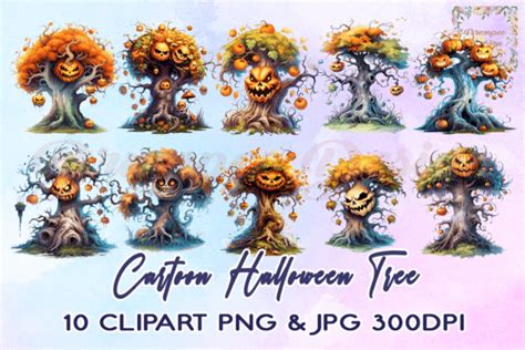 Cartoon Halloween Tree Clipart Graphic By Drumpee Design Creative Fabrica