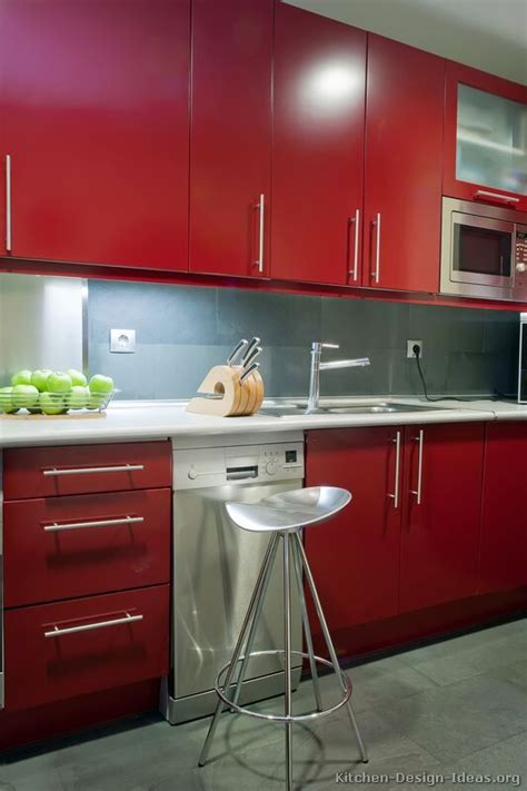 Red Kitchen Cabinets