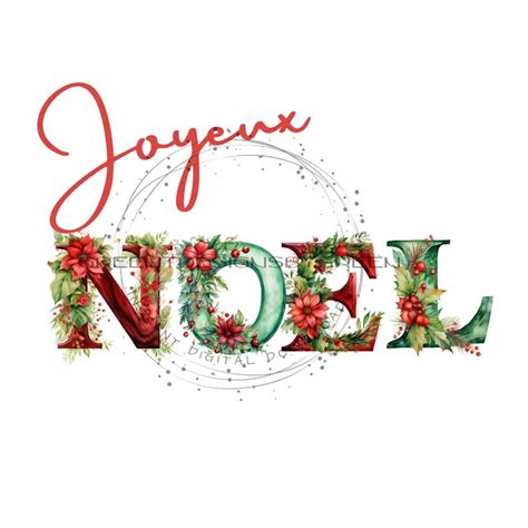 Joyeux Noel PNG Holiday Sublimation Design Elegant Merry Christmas ...