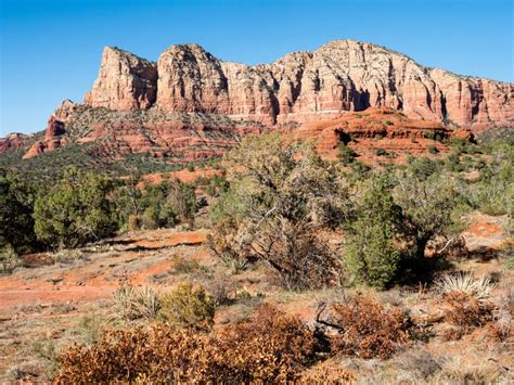 Scenic View Of Red Rock Formations Sedona Az Usa Stock Image Image Of Landscape