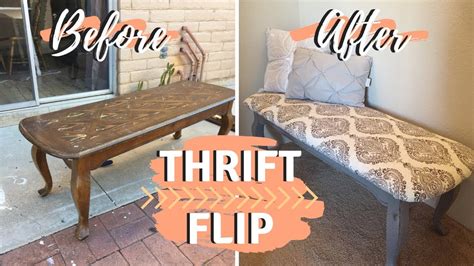 Diy Bench Ottoman Thrifted Makeover Thrift Store Flip Youtube