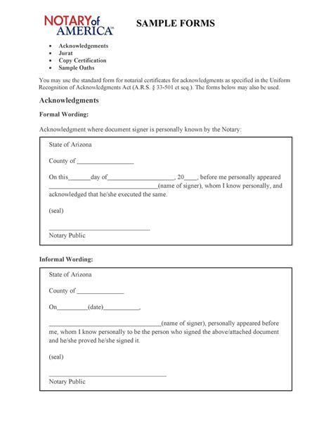 Notary Form Template Hq Printable Documents