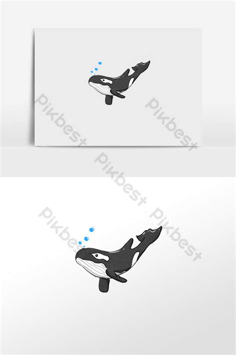 Black And White Killer Whale Cartoon Drawing Element Illustration ...