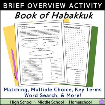 Bible Activity Book Of Habakkuk Overview Review Worksheets Middle