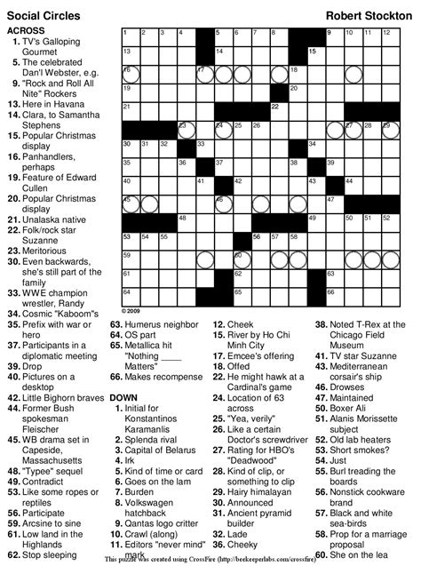 Printable Crossword Puzzles Sunday - Printable Crossword Puzzles