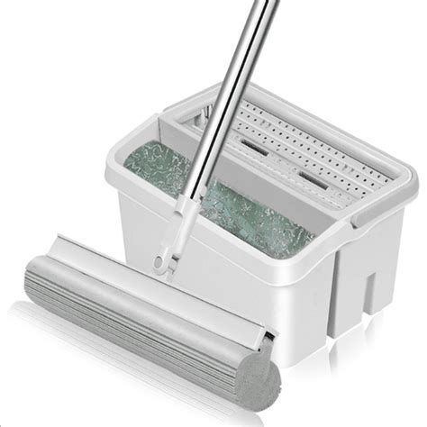 Magic Self Cleaning Flat Floor Mop Bucket System Automatic Squeeze In N Out Drying Wringer