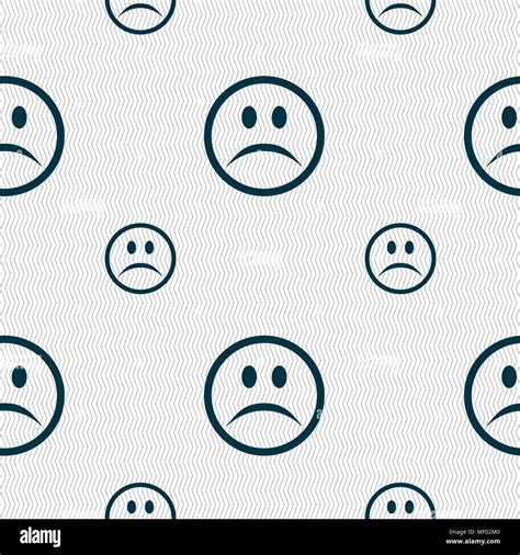 Sad Face Sadness Depression Icon Sign Seamless Pattern With Geometric